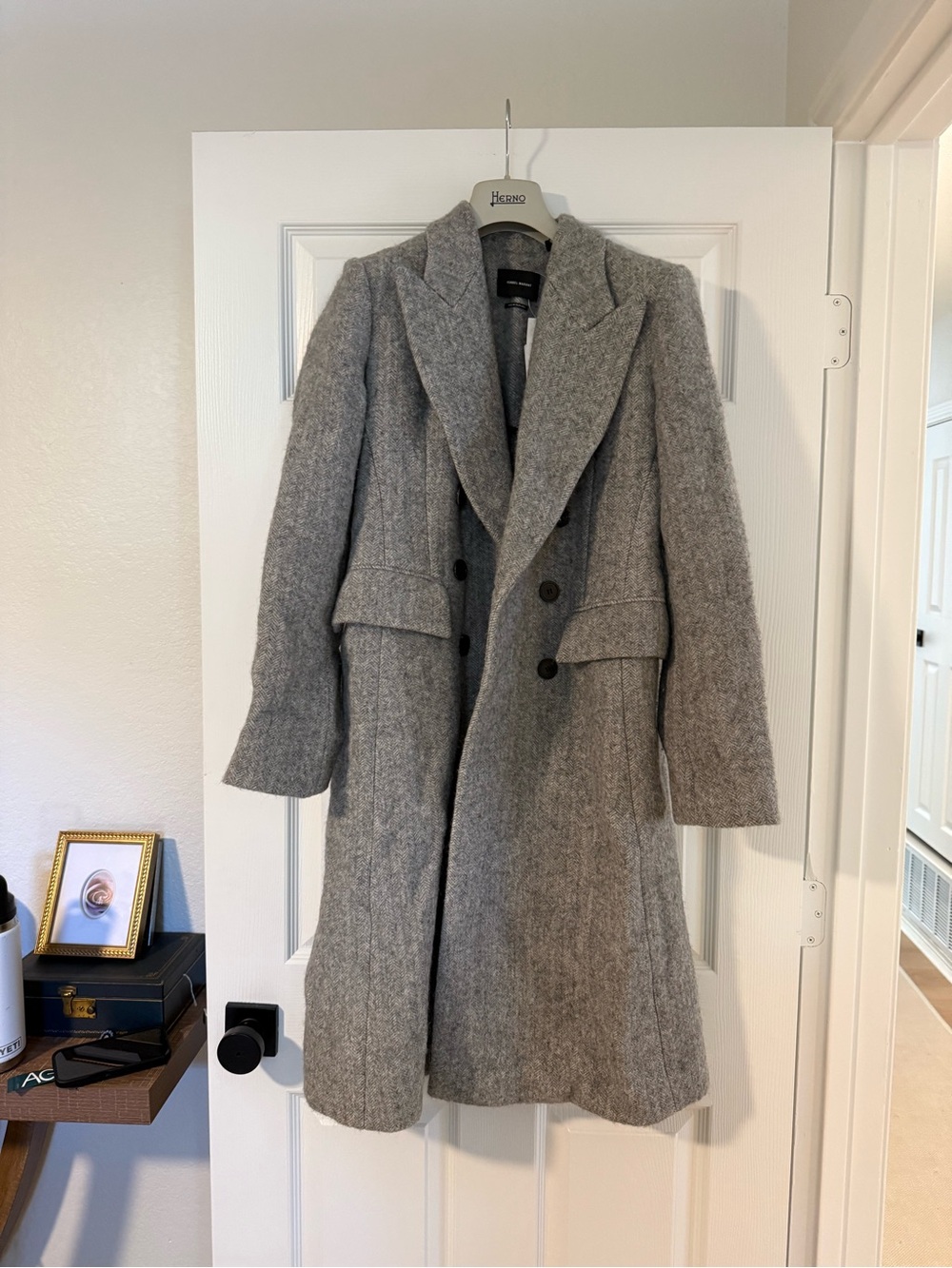 Isabel Marant Gray Double-Breasted Wool Pea Coat